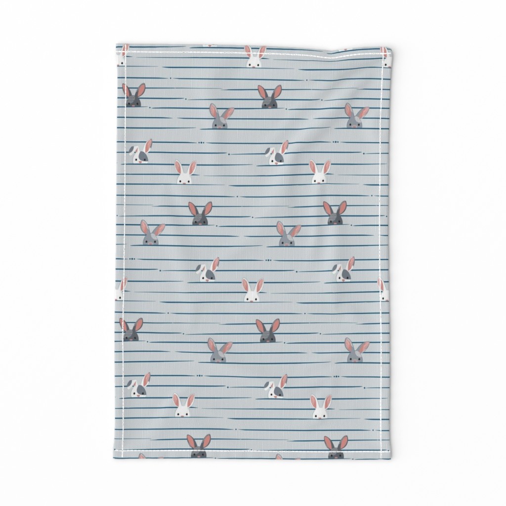 Peek a Boo Bunnies in Gray and Blue