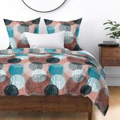 Mandalas in Teal, Coral, Black and White by Friztin