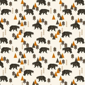 TINY bear // forest woodland camping trees outdoors boys design