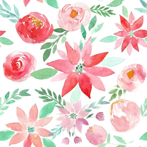 Christmas Garden Watercolor Florals - LARGE