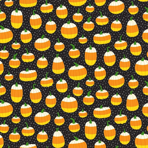 Candy Corn Painted Pumpkins on Black 