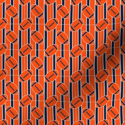 Small Scale Stripes and  Football Polka Dots in Orange and Navy Blue