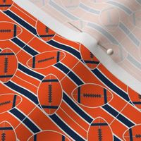 Small Scale Stripes and  Football Polka Dots in Orange and Navy Blue