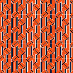 Small Scale Stripes and  Football Polka Dots in Orange and Navy Blue