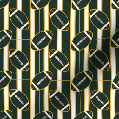 Green and Gold Stripes and Football Polka Dots