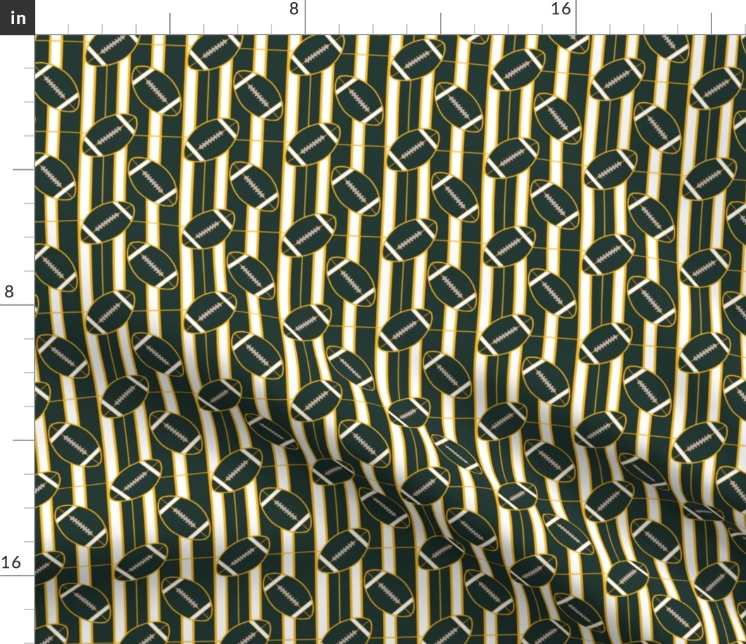 Green and Gold Stripes and Football Polka Dots