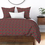 Christmas berries garden fruit and leaves botanical branch tropical spring design forest green red charcoal gray