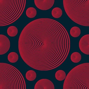 Circle Polka Dots Navy Blue Red Optical Illusion