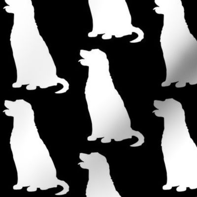 Golden Retriever Dog Silhouette White on Black