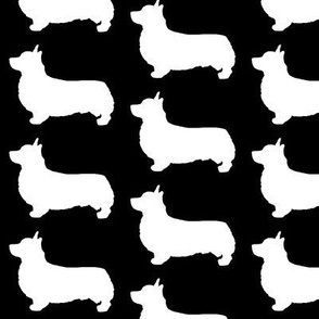 Pembroke Welsh Corgi Dog Silhouette Black on White