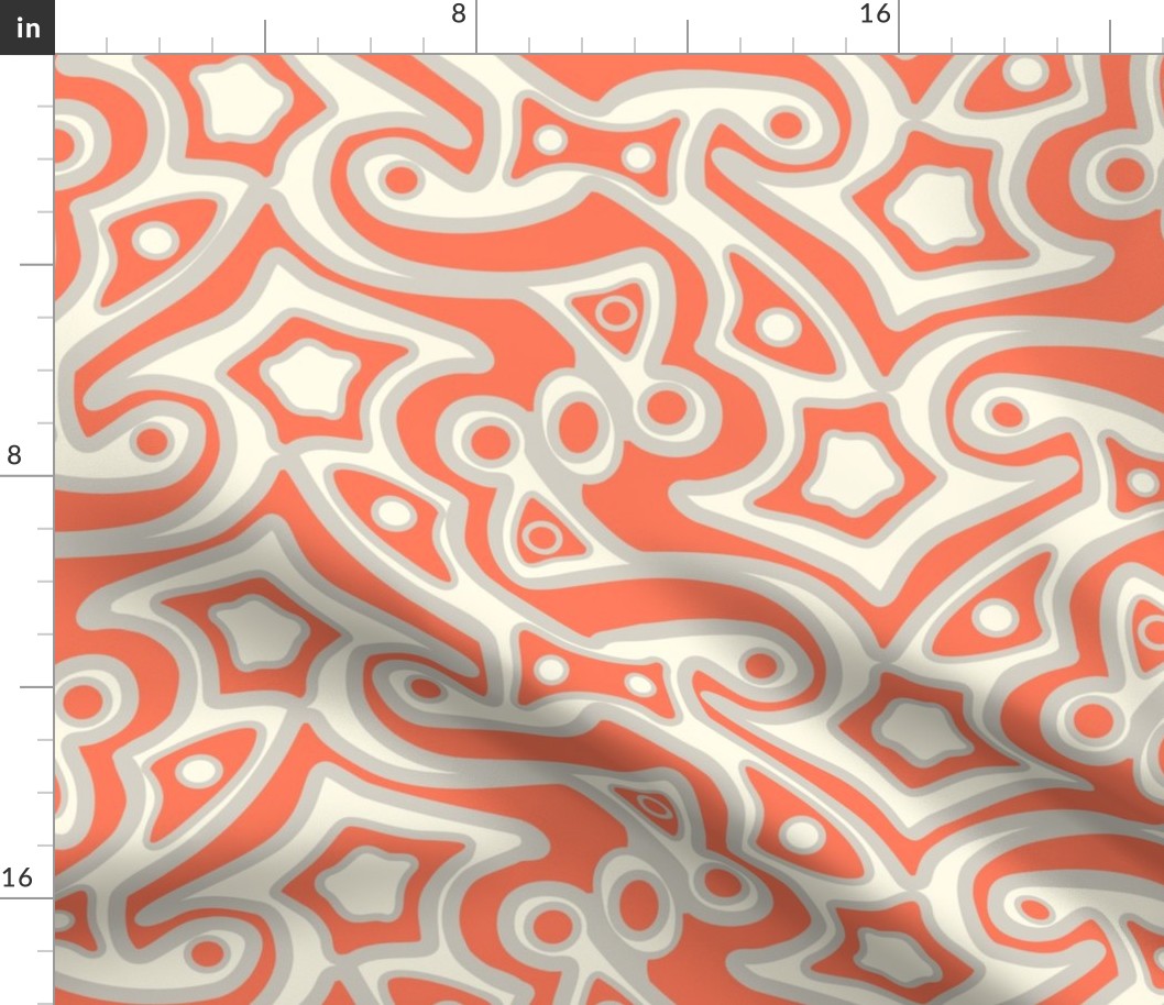 Islands in Psychedelic Coral Gray and Cream