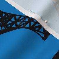 Jumbo Black Eiffel Tower on Turquoise Blue