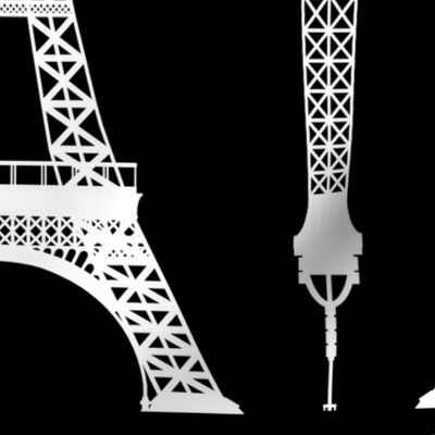 Jumbo White Eiffel Towers on Black