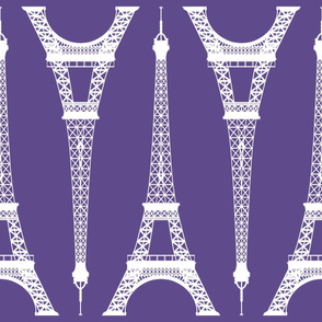 Jumbo White Eiffel Tower on Ultra Violet Purple