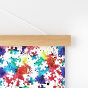 (small scale) autism awareness - watercolor puzzle pieces with splatter C19BS