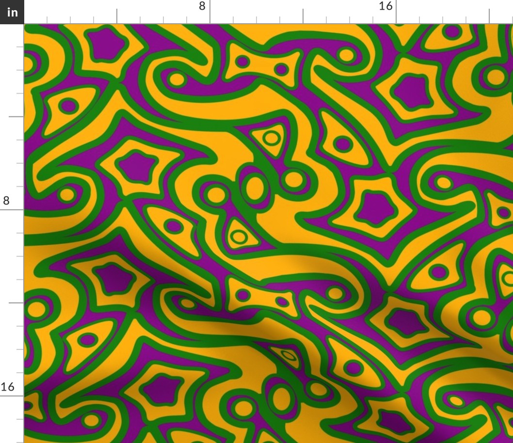 Islands in Psychedelic Mardi Gras Green Gold and Purple