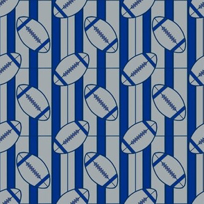 Blue Silver and Gray Striped Football Polka Dots