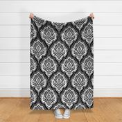 White Damask on Black - large scale