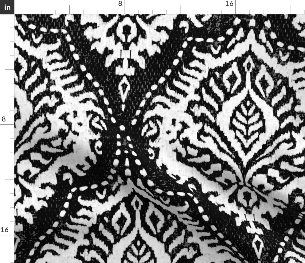 White Damask on Black - large scale