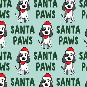 Santa Paws - Christmas dog - green on mint - LAD19
