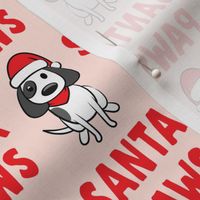 Santa Paws - Christmas dog - red on pink  - LAD19