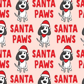 Santa Paws - Christmas dog - red on pink  - LAD19