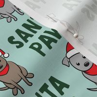 Santa Paws - cute holiday pit bulls - Christmas dog - green on mint - LAD19