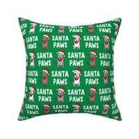 Santa Paws - cute holiday pit bulls - Christmas dog - green - LAD19