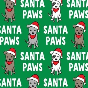 Santa Paws - cute holiday pit bulls - Christmas dog - green - LAD19