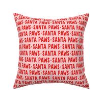 Santa Paws - Christmas dog fabric - red on pink text - LAD19
