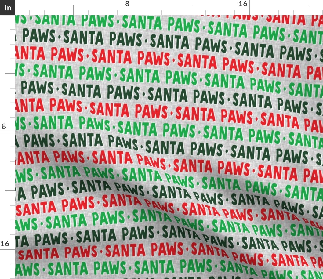 Santa Paws - Christmas dog fabric - multi text - LAD19