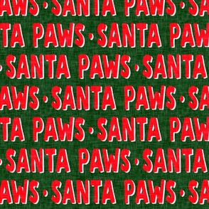 Santa Paws - Christmas dog fabric - Red on green text - LAD19