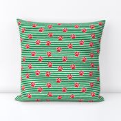 Christmas paw prints - red on green - LAD19