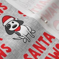 Santa Paws - Christmas dog - red on grey - LAD19
