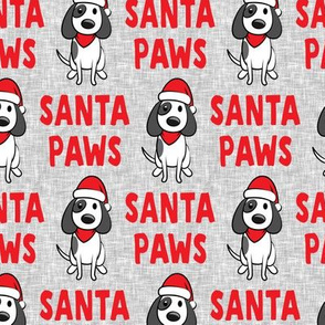 Santa Paws - Christmas dog - red on grey - LAD19