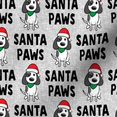 Santa Paws - Christmas dog - black on grey - LAD19