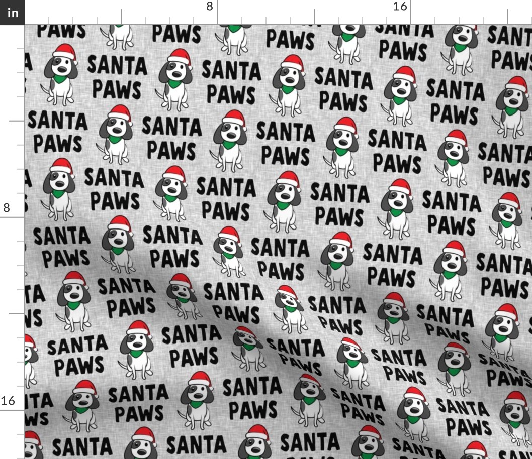 Santa Paws - Christmas dog - black on grey - LAD19
