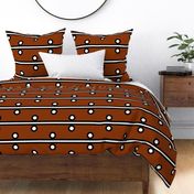 12 Inch White Circles with Stripes on Mud Cloth Brown