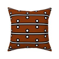 6 Inch White Circles with Stripes on Mud Cloth Brown