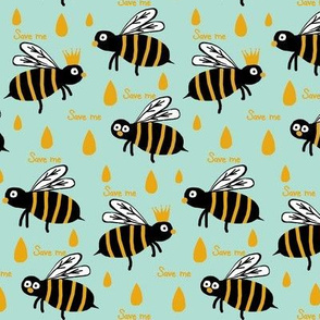 Save / The Reign of the Honey Bee   -Retro Aqua & Yellow  