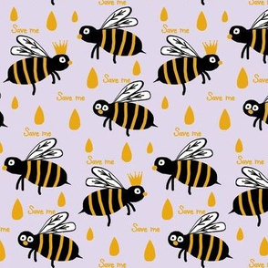 Save the Reign of the Honey Bee / Retro on Lavender 