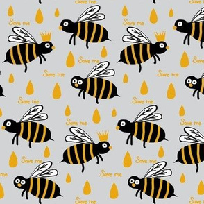 Save / The Reign of the Honey Bee   -Retro Grey & Yellow  