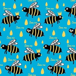 Save  / The Reign of the Honey Bee   -retro azure blue and yellow 