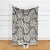 Poppies and Peonies in Taupe and Flax Large Scale paducaru