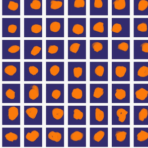 Boxed Dots Orange on Dark Blue