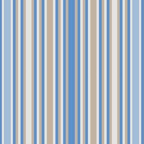 Blue beige white  narrow vertical stripes
