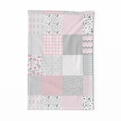 baby girl cheater quilt pink white gray charm pack