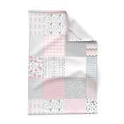 baby girl cheater quilt pink white gray charm pack