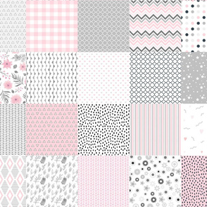 baby girl cheater quilt pink white gray charm pack