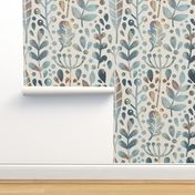 Neutral retreat - muted blue - large scale